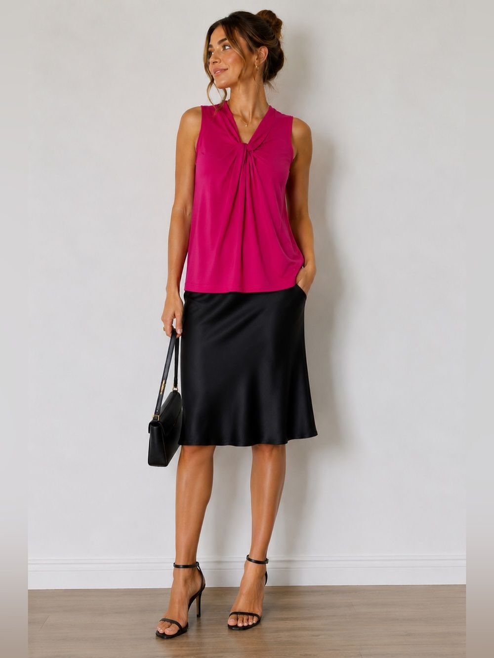 Calvin Klien Pleated Crew Neck Knit Tank Pink Sz 2X